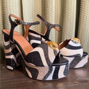 KURT GEIGER KENSINGTON Platform Shoes with Black and White Crystal Pattern